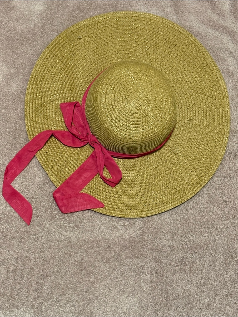Vince Camuto Yellow Straw Sun Hat with Pink Bow